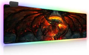 World of Warcraft RGB Soft Gaming Mouse Pad Large Oversized Glowing Led Extended Mousepad Non-Slip Rubber Base Computer Keyboard Pad Mat 31.5X 11.8in